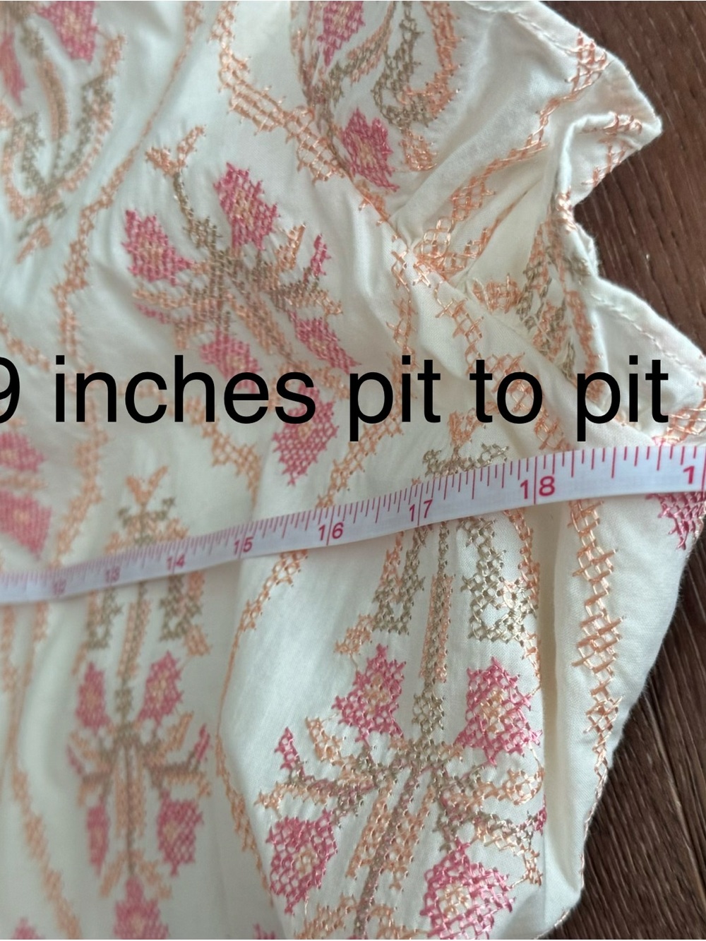 Cream and Pink embroidered Tiered Dress - Picture 6 of 6